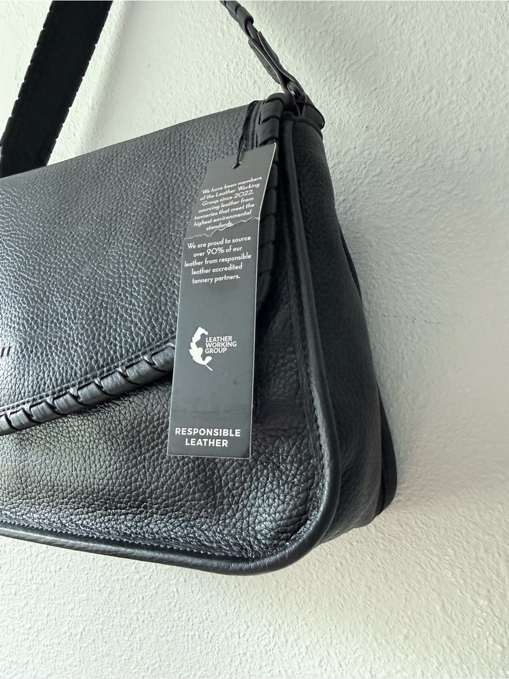 Aimee Kestenberg All For Love Black Pebbled Leather Shoulder Bag Whip Stitch - Picture 9 of 10